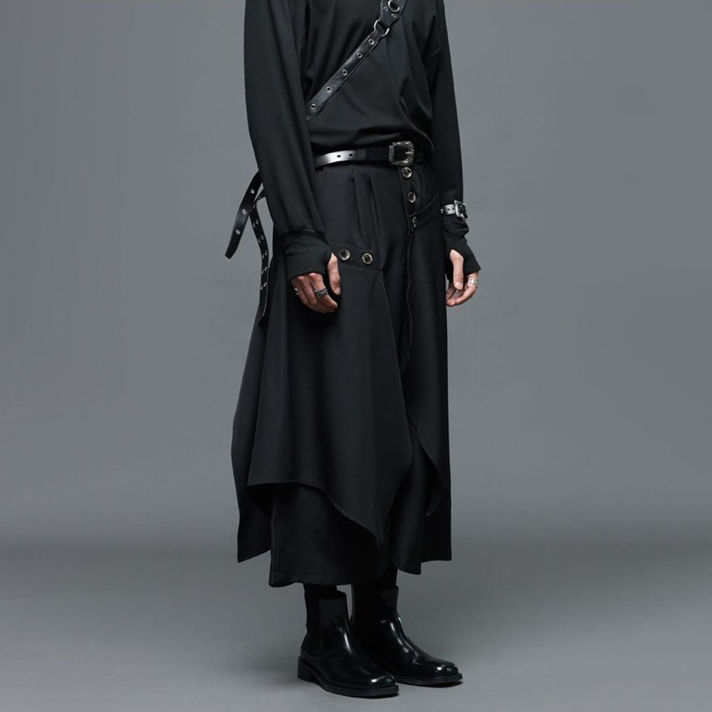 Unisex Harajuku Irregular Double-Layer Skirt Pants