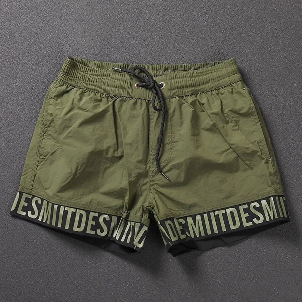 Comprar green Beach Shorts Summer Mens Sports Swim Trunks Gym Training Shorts Quick-Drying Lightweight Letters Edge Trendy 2024 Shorts New